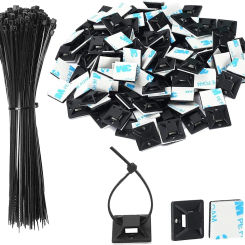 Self-locking plastic nylon tie  + Nylon Square Plastic 3M Self Adhesive Wire Zip Fixed Seat Holder Cable Tie Mount Base