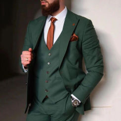 Tailor Made 3 Pieces Men Suits For Wedding Slim Fit Elegant Classic Formal Groom Wear Suits Blazer+Vest+Pants Terno Masculino