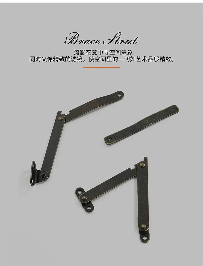 Description Picture 3 of item2Sets Lid Support Hinges Remain Antique Bronzes Iron Decor Hinge Box Furniture Hardware Cabinet Door Kitchen furniture hardware