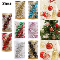 25PCS Christmas Glitter Ball Ornaments Tree Decorations For Holiday Wedding Home Kitchen Living Room Bedroom Decoration