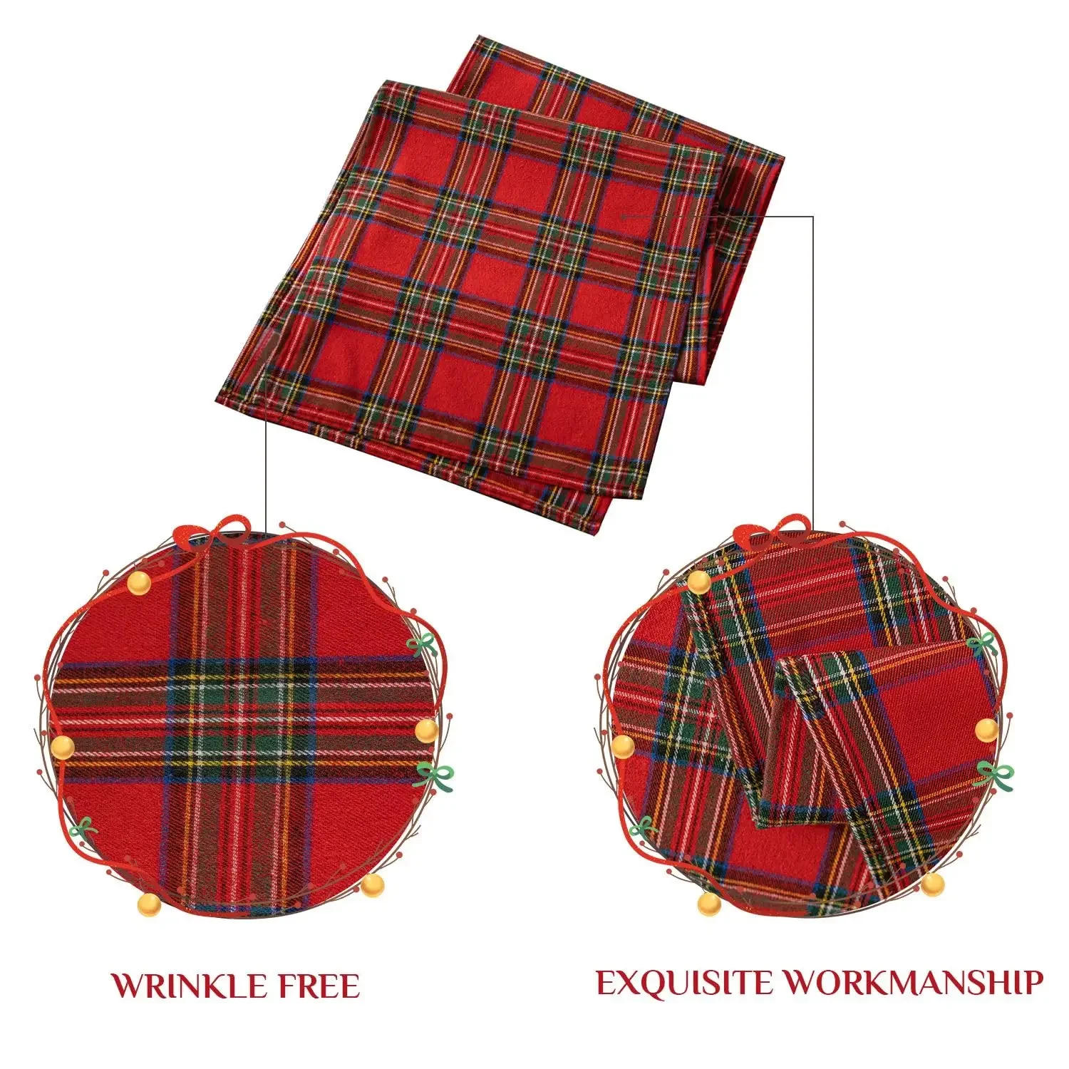 Description Picture 3 of itemChristmas Table Runner Scottish Tartan Plaid Home Dinning Table Decoration Tablecloth For Festival Christmas Party Table Cover