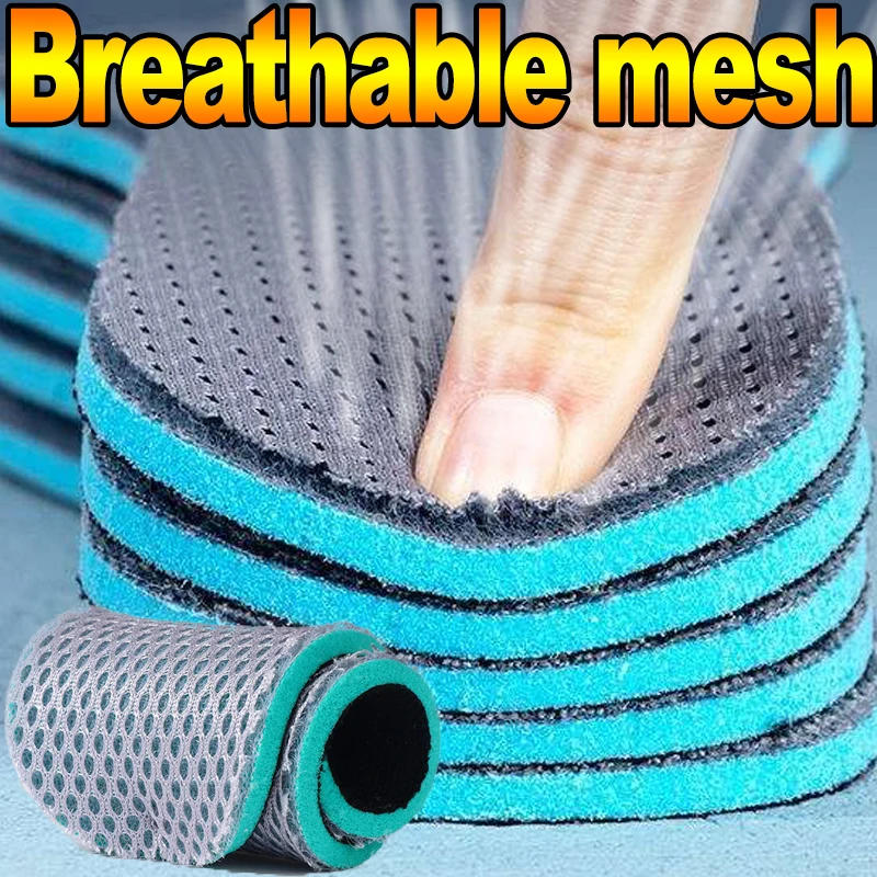 Description Picture 3 of item4PCS Mesh Breathable Shoe Pads Shock-Absorbing Soft Elastic Sports Insole Memory Foam Sweat-absorbent Cushion Orthopedic Insoles