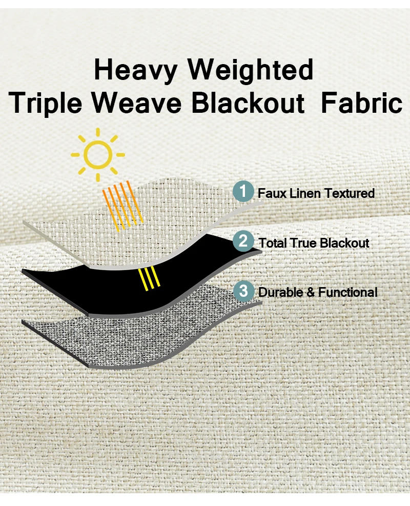 Description Picture 6 of itemCustom Size Linenv 100% Blackout Curtains For Bedroom Living Room Window Treatment Solid Color Thermal Curtains for Kitchen