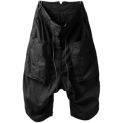 Designer Dark Avant-Garde Style Wax Coated Asymmetric Multi-Pocket Cropped Pants Black Overalls Men's Fashion