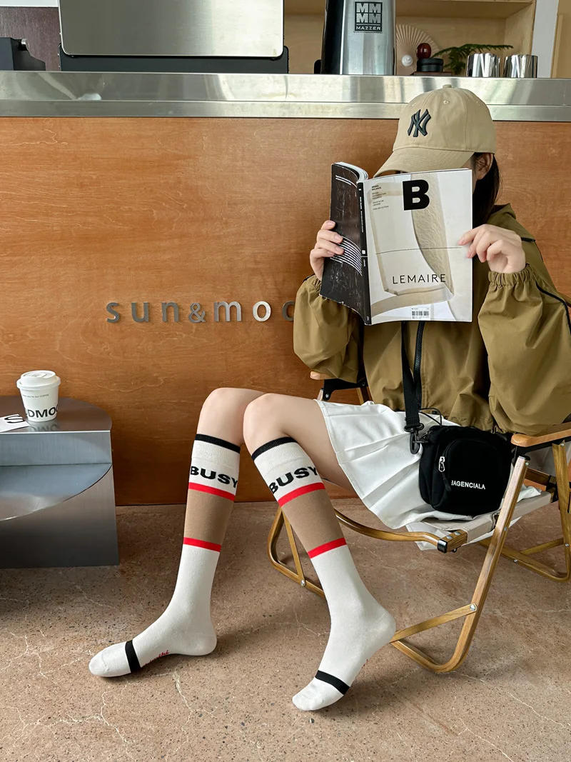 Description Picture 2 of itemWomen's Fashion Personalized Trend ins Network Red Vintage Versatile Korean Edition Socks Long Sleeve Over Knee Socks