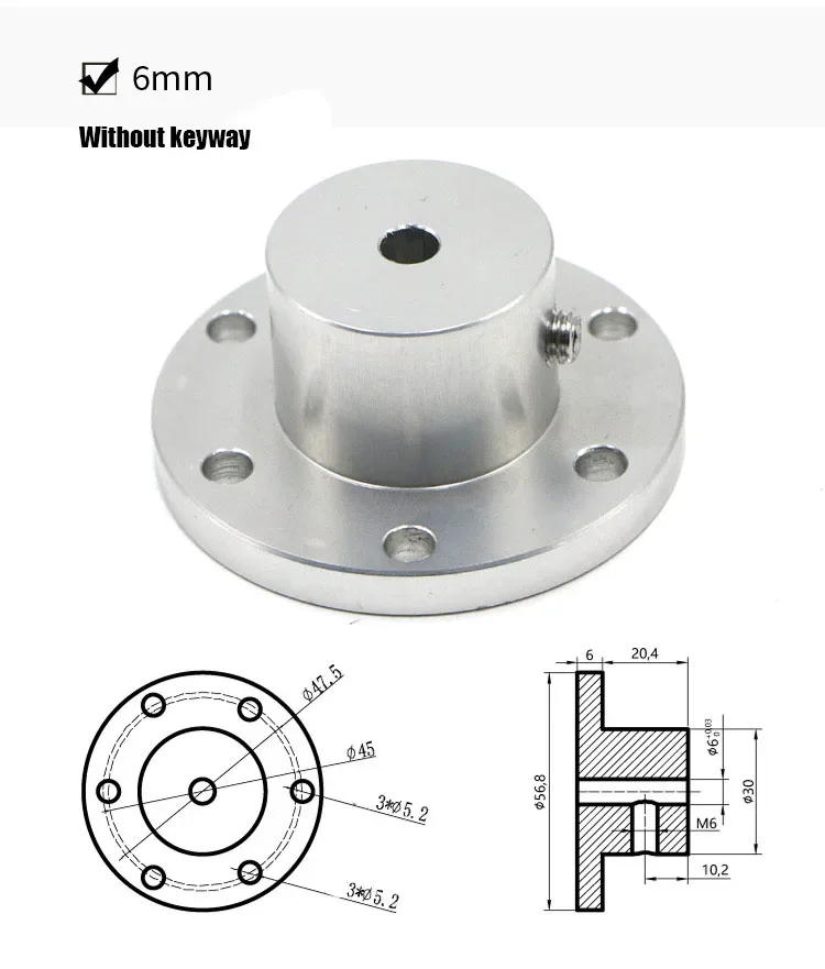 Description Picture 4 of itemFlange Coupling High-strength aluminum alloy Omni wheel diameter 5 6 8 10mm 12 14 15 16 18 mm keyway coupling