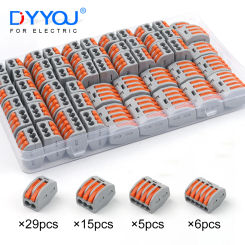 55pcs Quick Wire Connector,Fast Wiring Push in Lever Connectors Electrical Wiring Terminal Block with Storage Box, for Wires