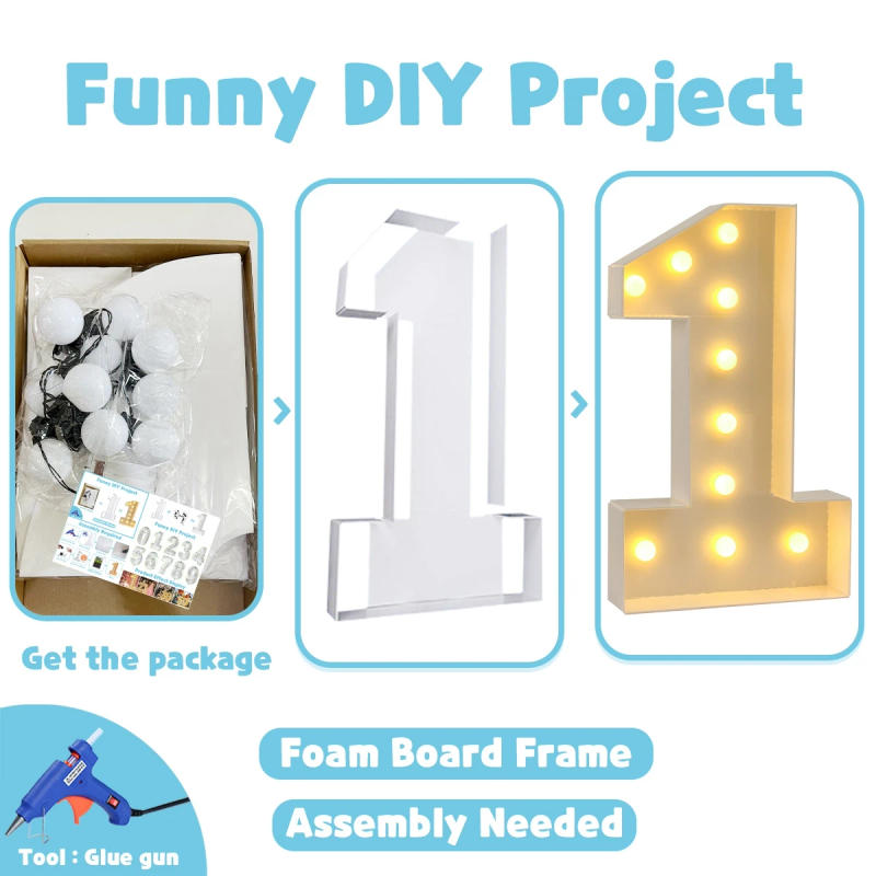 Description Picture 2 of itemGiant Birthday Figure Led Light Balloon Filling Box 1st Birthday Balloon Number 30 40 50 Balloon Frame Wedding Decor Baby Shower