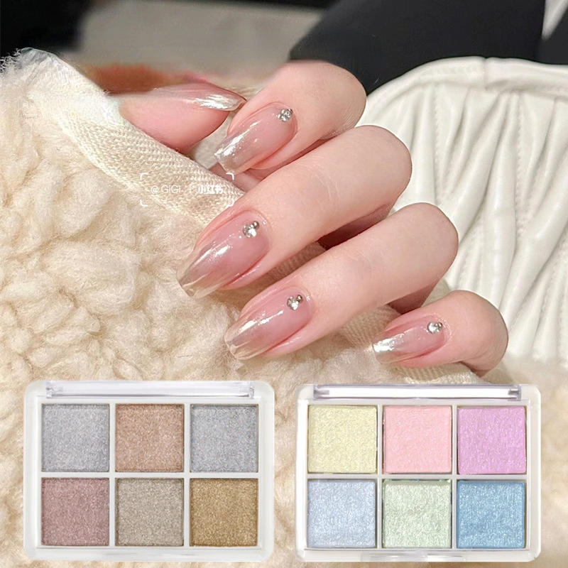 Description Picture 2 of item1PS 6colors Solid Magic Mirror Powder Nail Glitter Mirror Illusion Aurora Powder Super Bright Glass Fine Flash Glitter for Nails