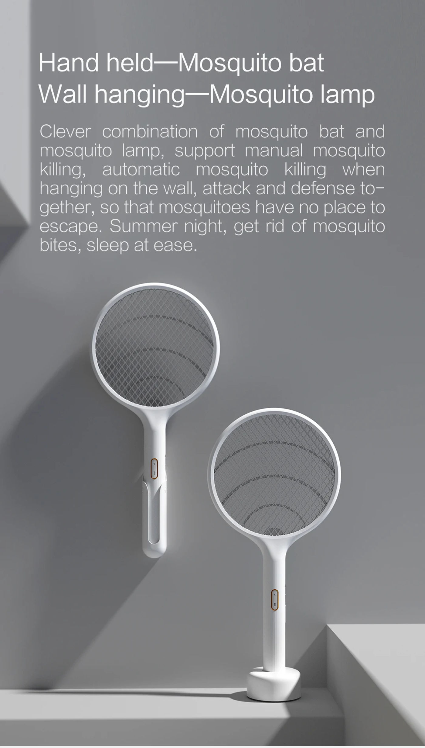 Description Picture 3 of itemXiaomi Ecological Chain Qualitell Powerful Electric Mosquito Swatter E1 Rechargeable Fly Swatter Household Wall-Mounted Mosquito Killer Lamp Two-In-One Automatic Purple Light Mosquito Trap