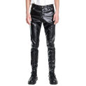 Men Faux Leather Pants Slim Fit Elastic Glossy Mid Waist Breathable Pockets Ankle Length Streetwear Hip Hop Club Pencil Pants