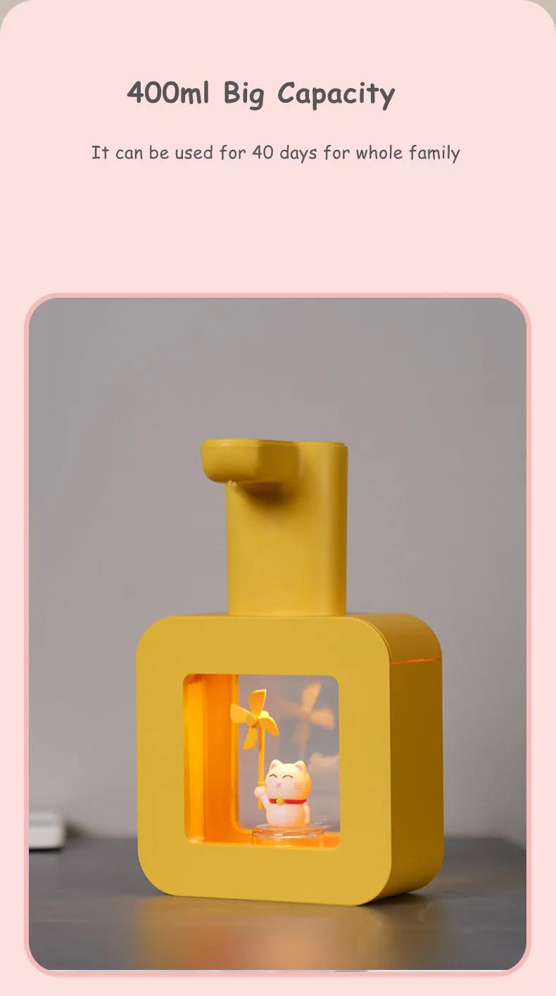 Description Picture 6 of itemNew Automatic Soap Dispenser Cute Pet Contact Free Hand Sanitizer USB Charging 400ml Liquid Dispensers Wash Handtizer Personal