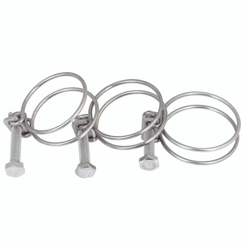 Description Picture 5 of item9mm-100mm ID 201 Stainless Steel Collar Water Fuel Pipe Clip Swivel Drive Double Wire Hose Worm Gear Hoop Lathedog Clamp