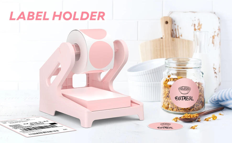 Description Picture 2 of itemPhomemo Label Holder Thermal Label Holder for Rolls and Fanfold Labels Shipping Label Stand Desktop Printer Accessory Supplies