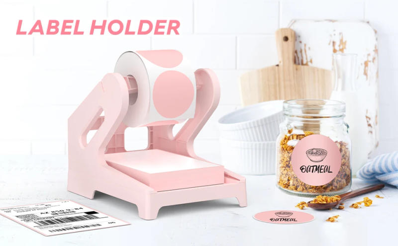 Description Picture 2 of itemPhomemo Label Holder Thermal Label Holder for Rolls and Fanfold Labels Shipping Label Stand Desktop Printer Accessory Supplies