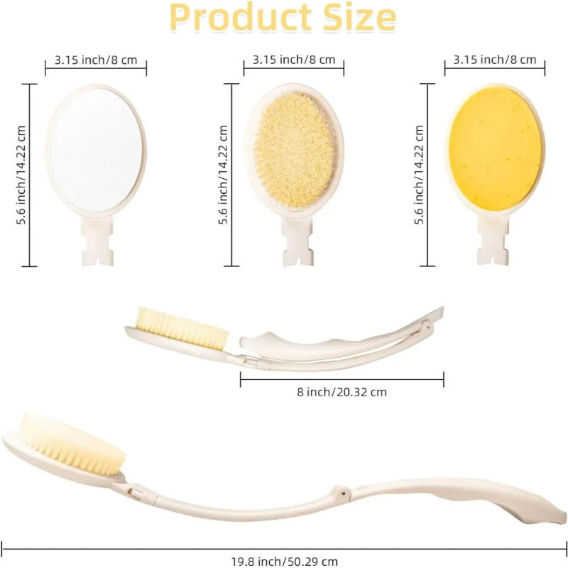 Description Picture 4 of item1pc Long Handle Shower Sponge Brush Body Scrubber 3-in-1 Body Wash Brush Bath Sponge Lotion Applicator Skin Care Bath Supplies