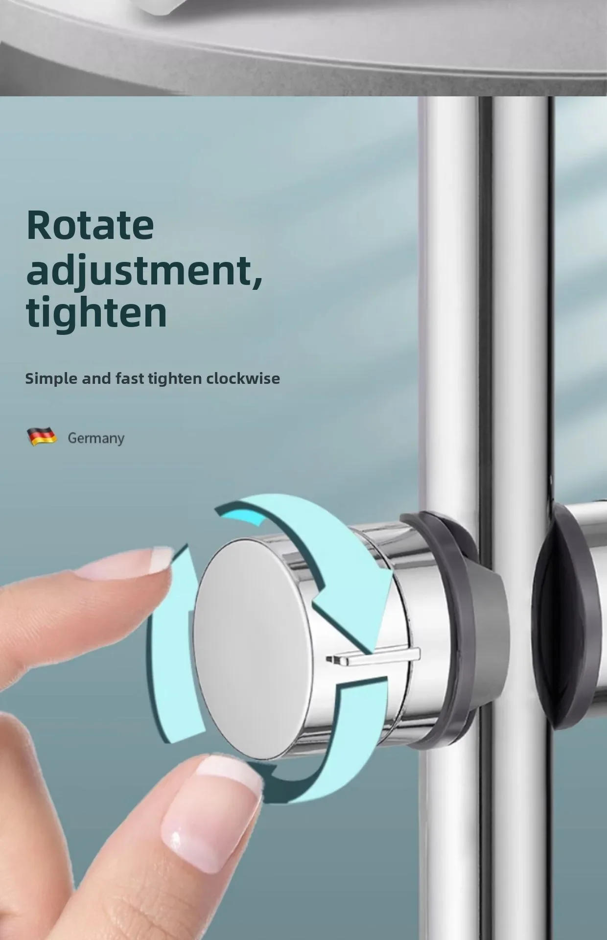 Description Picture 5 of item1pc Universal Shower Head Holder Adjustable 18~25mm ABS Chrome Shower Rail Holder Bathroom Accessories Shower Mounting Brackets