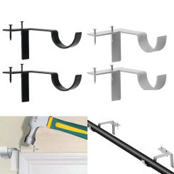 1 Set Heavy Duty Curtain Drapery Rod Brackets Home Single Hook Curtain Rod Support Holders Into Window Frame
