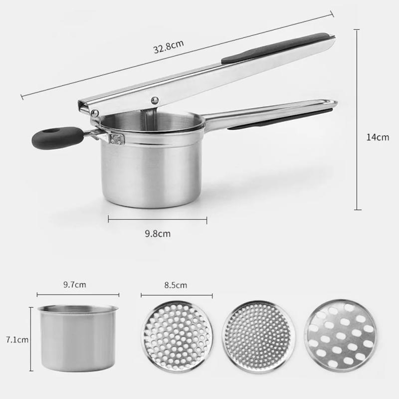 Description Picture 3 of itemPotato Ricer 15 oz with 3 Interchangeable Discs Manual Mash Potato Masher Stainless Steel Kitchen Tool | Spaetzle Maker Press