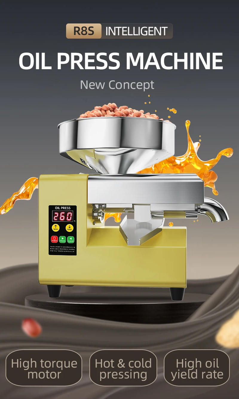 Description Picture 2 of itemCold/Hot Press Oil Machine, Automatic Electric Oil Press for Home Use, Extractor for Peanut/Sesame/Coconut/Olive Stainless Steel