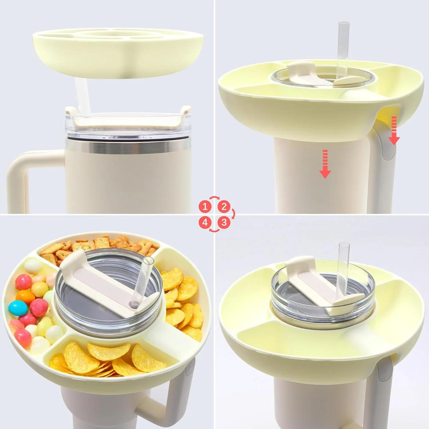 Description Picture 6 of itemSnack Bowl for Stanley Cup Silicone Snack Tray Compatible with Stanley Cup Quencher 1.0/2.0 40oz Tumbler with Handle