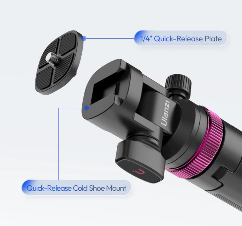 Description Picture 6 of itemUlanzi MT-89 2M Quick-Release Light Stand with Cold Shoe Mount 8-Section Extend Photograph Tripod for Action Camera Phone Clamp