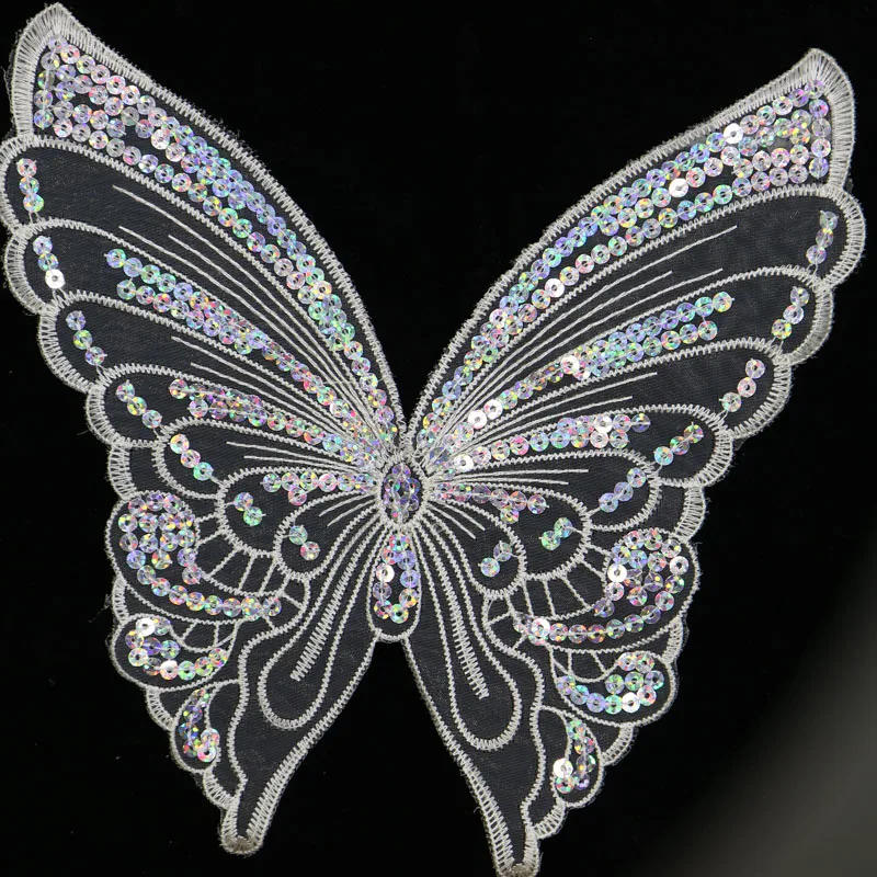 Description Picture 5 of itemFashion 12color butterfly lace patches for clothing sew on sequin embroidery applique butterfly parche for clothes accessories