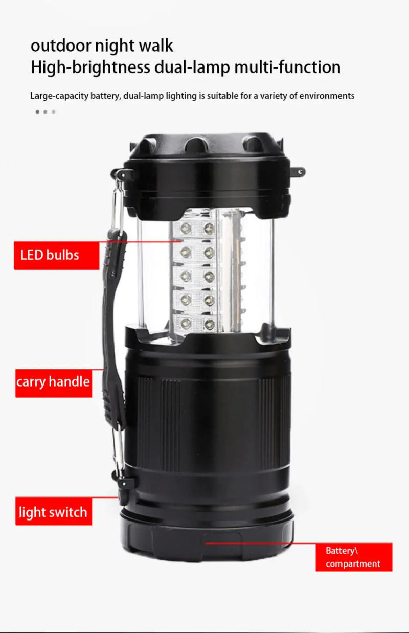 Description Picture 4 of itemMini 3*COB Tent Lamp LED Portable Lantern TelescopicTorch Camping Lamp Waterproof Emergency Light Powered