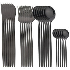 24Pcs Dinnerware Set Stainless Steel Cutlery Knife Tea Fork Coffee Spoon Flatware Dishwasher Safe Dinner Kitchen Silverware