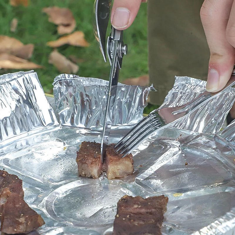 Description Picture 5 of itemMultifunctional EDC folding outdoor tableware camping portable meal knife fork spoon bottle outdoor camping cookware titanium