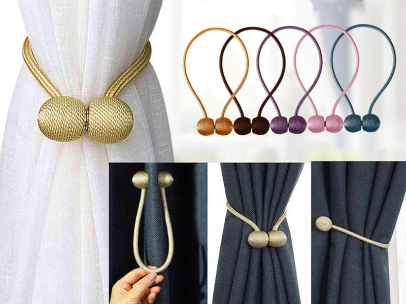 Description Picture 2 of item2Pcs Magnetic Curtain Tieback High Quality Clip Curtains Buckle Holder Decorative Home Polyester Curtains Accessories