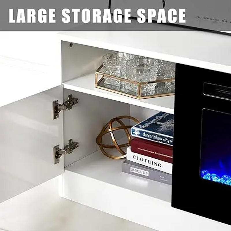 Description Picture 4 of itemTV Stand with Fireplace LED Light Entertainment Center with 36" Electric Fireplace 70" Modern Wood Entertainment Stand