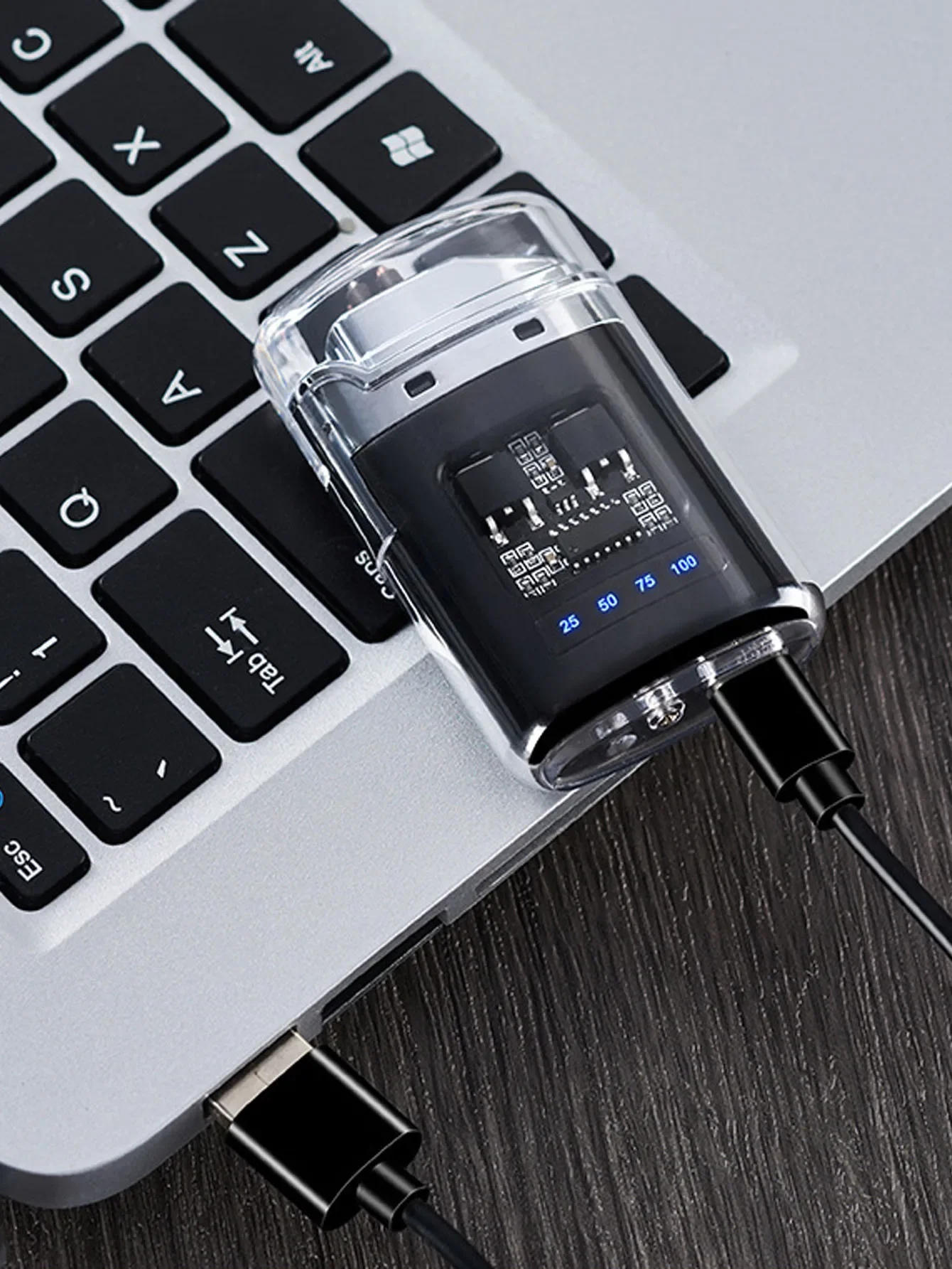 Description Picture 6 of itemNew Electronic Pulse Lighter Transparent Body Power Display Dual Arc Type C Rechargeable Windproof Plasma Lighter Smoking Gift