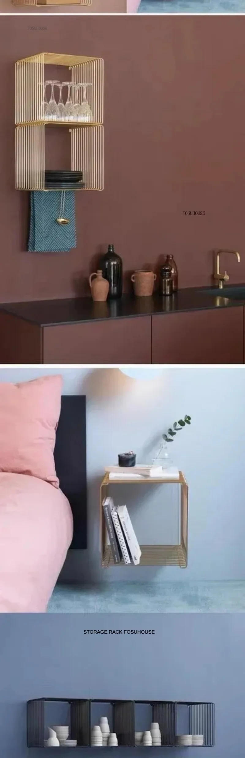 Description Picture 6 of itemLuxury Simple Metal Magazine Rack Mini Coffee Table Nordic Designer Bedroom Bedside Table Art Ins Living Room Furniture d