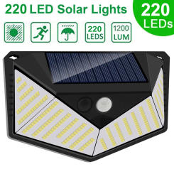 220 LED Refletor Outdoor Spotlights Solar Security Light for Garden Decoration Waterproof Motion Sensor Camping Solar Power Lamp