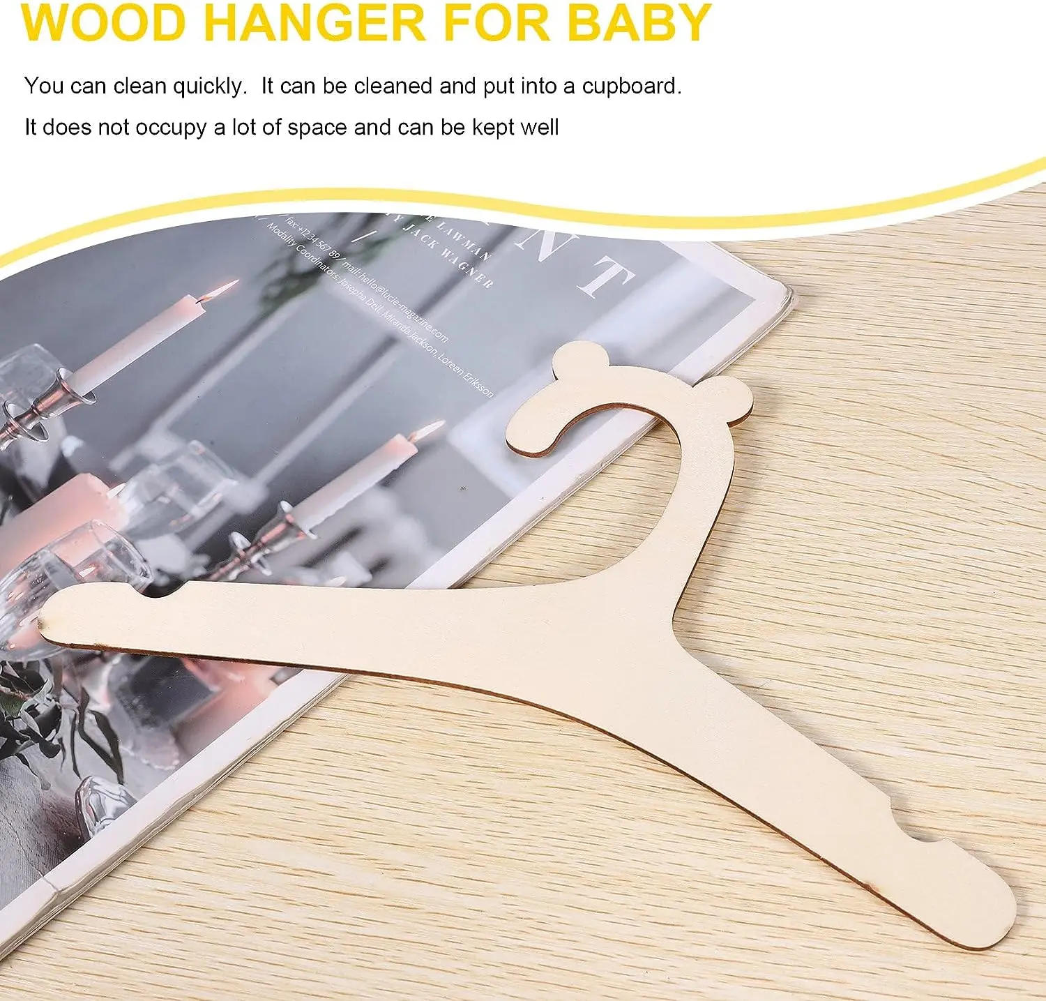 Description Picture 6 of item20pcs Baby Clothes Rack Wooden Children Clothing Hanger Cute Bear Drying Hanger Home Princess Room Nursery Decor Kids Present