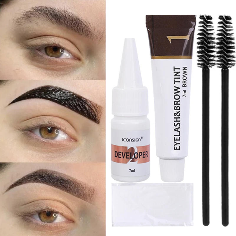 Description Picture 2 of itemSemi Permanent Eyelash Eyebrow Dye Tint Kit 2 in 1 Waterproof Fast Dye Brow Enhance Long Lasting Black Brown Eyebrow Cosmetics