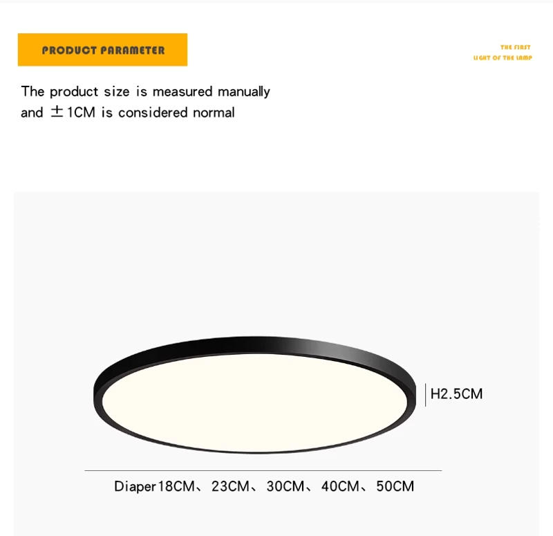Description Picture 5 of itemUltra-thin LED Ceiling Light 18CM 23CM 30CM 40CM Modern Bedroom Lamp Ceiling Pendant Room Balcony Corridor Aisle Indoor Fixtures