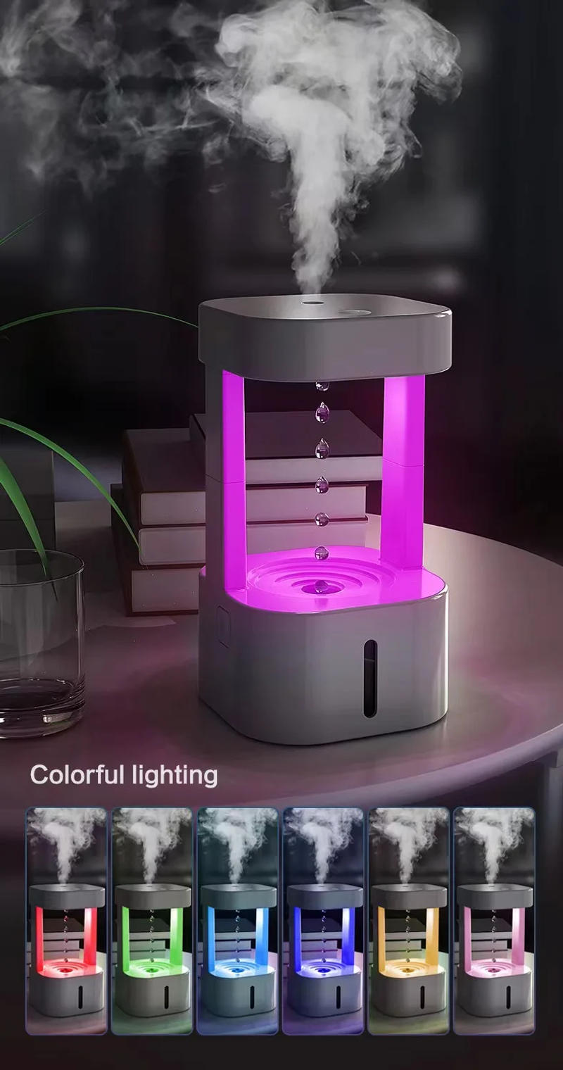 Description Picture 3 of item580ML Anti-gravity Water Drop Humidifier 3 Modes Levitating Water Drops Ultrasonic Cool Mist Maker Fogger with LED Night Light