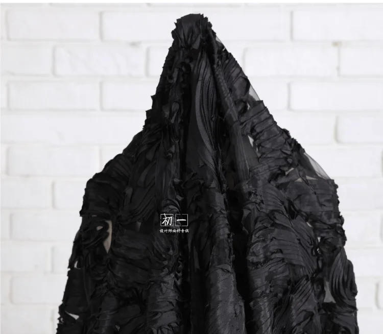Description Picture 2 of itemBlack Disorder Pattern Crushed Fabric Diy Wedding Dress Background Decoration Fashion Designer Sewing Material Wholesale Cloth