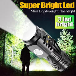 KDULIT Mini Ultra Bright LED Flashlight 3*SST20 Led Rechargeable Emergency Pocket Torch Outdoor Camping Hunting Flash Light