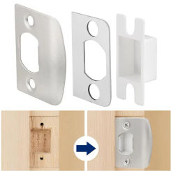 Door Lock Shim Plate with Spacer Shim Wood Dowels Strips Stainless Steel Door Lock Latch Restorer Kit Universal Security Strike