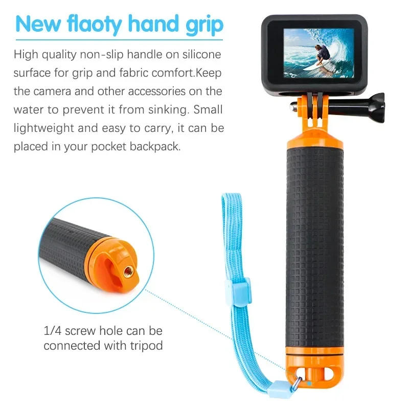 Description Picture 5 of itemFloat Hand Grip Tripod Buoyancy Rod Pole Stick Monopod for Go Pro Hero10 9 8 7 6 5 4 3 for Xiaomi Yi 2 4K 360 Osmo Action Camera
