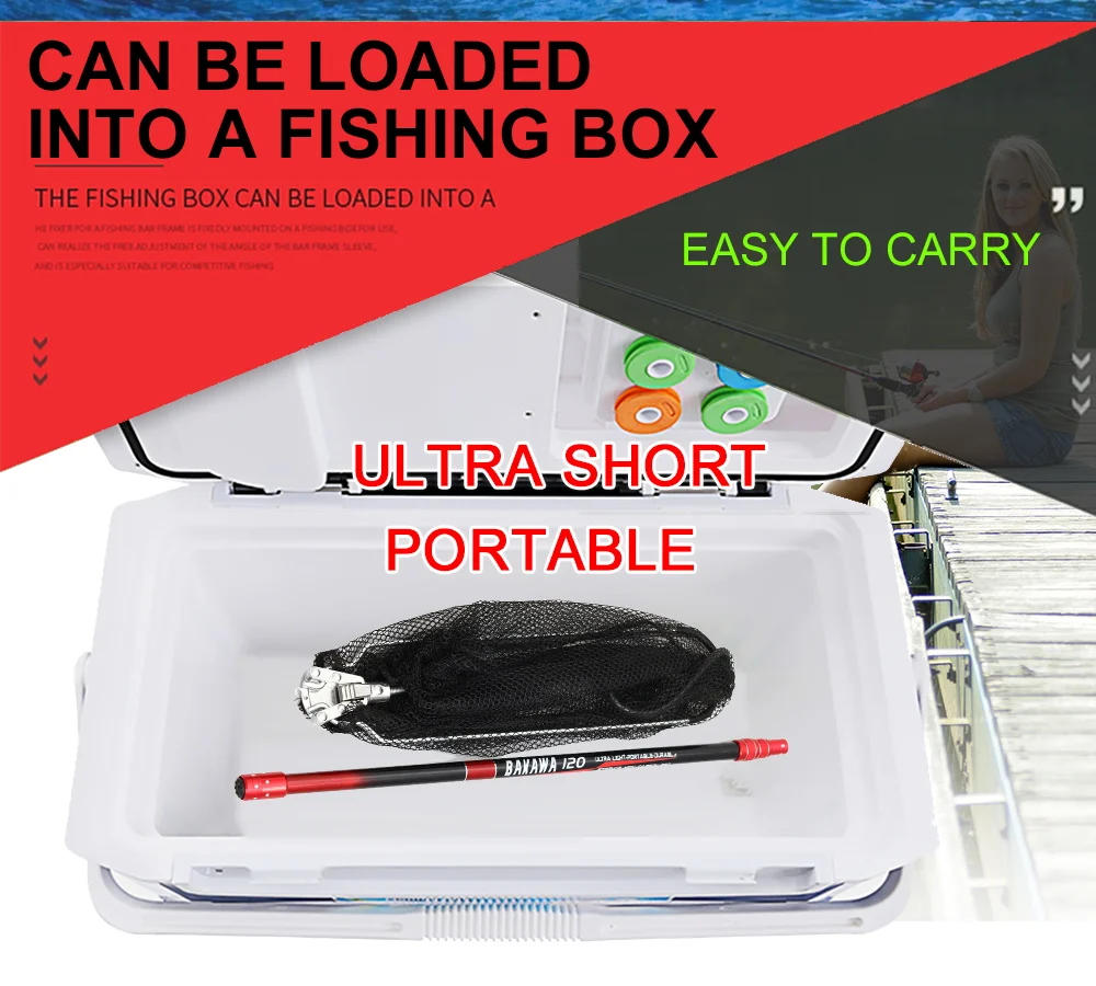 Description Picture 2 of itemBAKAWA Folding Fishing Net Telescopic Landing Net 4m3.6M Carp Carbon Fiber Fly Tools Sea Hand Dip Net Landing Net Accessorie