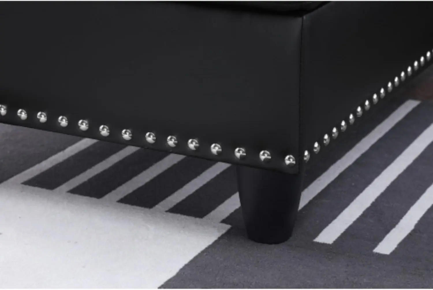 Description Picture 6 of itemFaux Leather Sectional Sofa Set with Ottoman，Comes with 2 Toss Pillows and Ottoman Has The Storage Function, Living Room Sofas