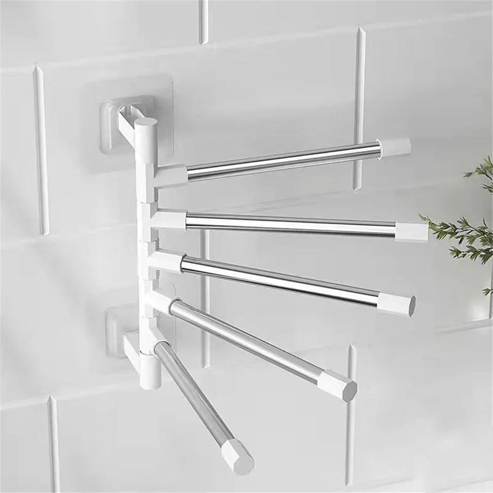 Description Picture 5 of item180° Rotatable Towel Rack Bathroom Kitchen Wall Mounted Bracket Save Space 2-8-Bar Aluminum Towel Hanger Bathroom Organizer Rod
