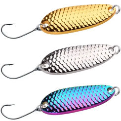 1PCS Spoon 1.5g 2.5g 3.5g 5g Fishing Hard Bait Lures Scale Pattern Golden Silver River Stream Freshwater Bass Pike Trout