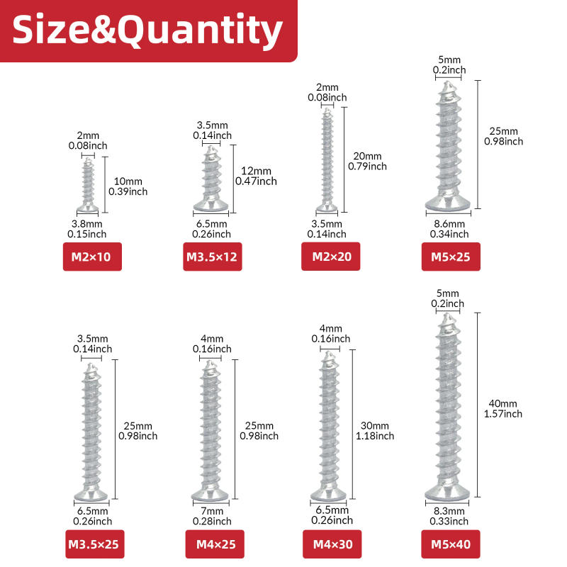 Description Picture 2 of item30/50pcs Flat Head Wood Screws Phillips Tips Screw set M3.5 M4 M5 Cross Drive Flat Head Self Drilling Wood Screws DIY Self Lock