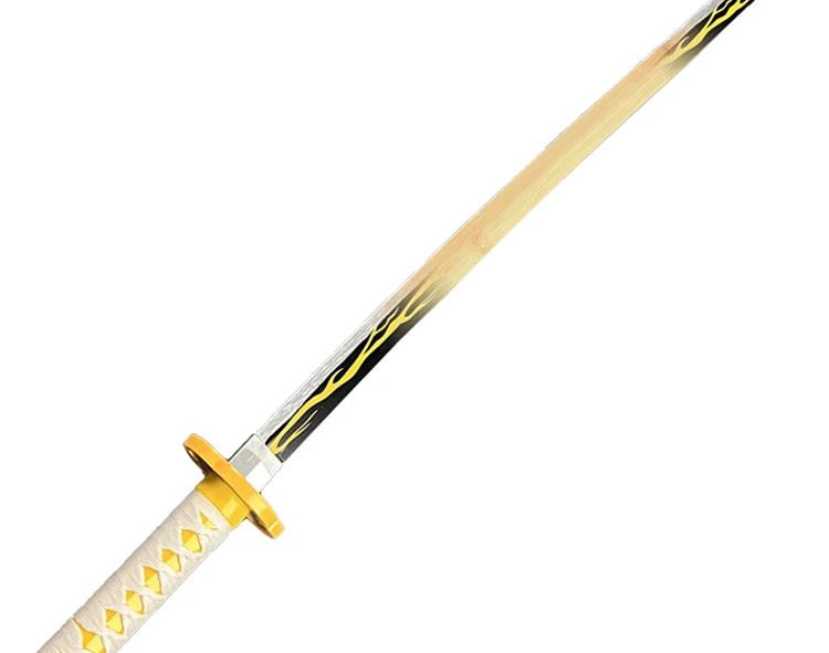 Description Picture 4 of item104cm Demon Slayer Katana Swords Anime Cosplay Durable Bamboo Agatsuma Zenitsu Rengoku Kyoujurou Sword Weapon Home Decoration