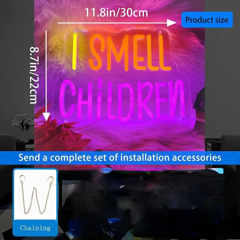 Description Picture 6 of itemHalloween I Smell Children Neon Sign For Wall Decor LED Neon Lights For Home Bedroom Decor LED Lights For Room Decor Kids Gifts